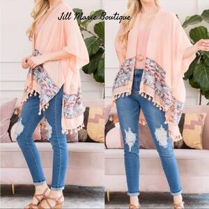 Peach Kimono with Tassel Trim